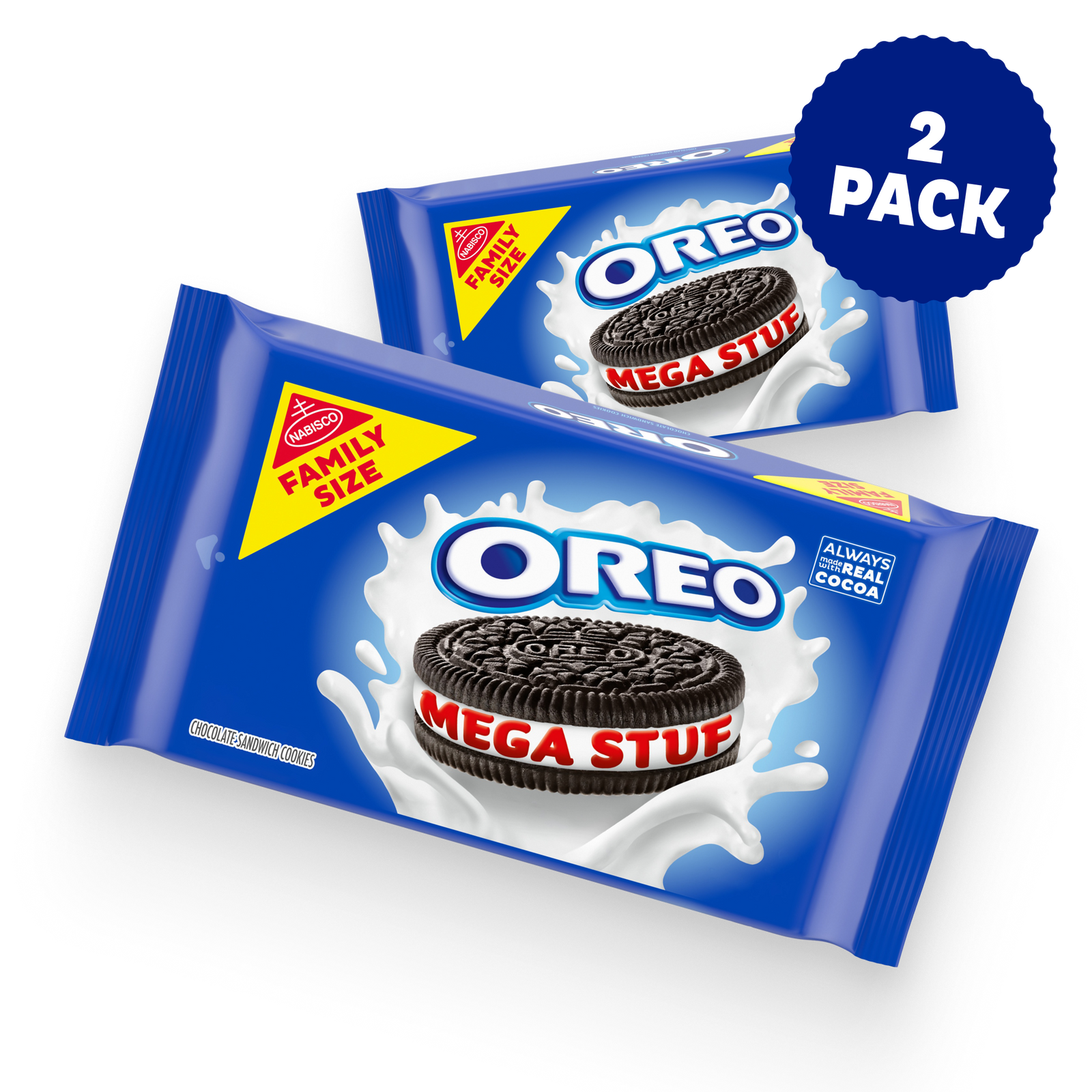 Mega Stuf Chocolate Sandwich Cookies, Family Size, 2 Pack O5
