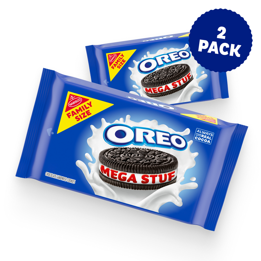 Mega Stuf Chocolate Sandwich Cookies, Family Size, 2 Pack P4
