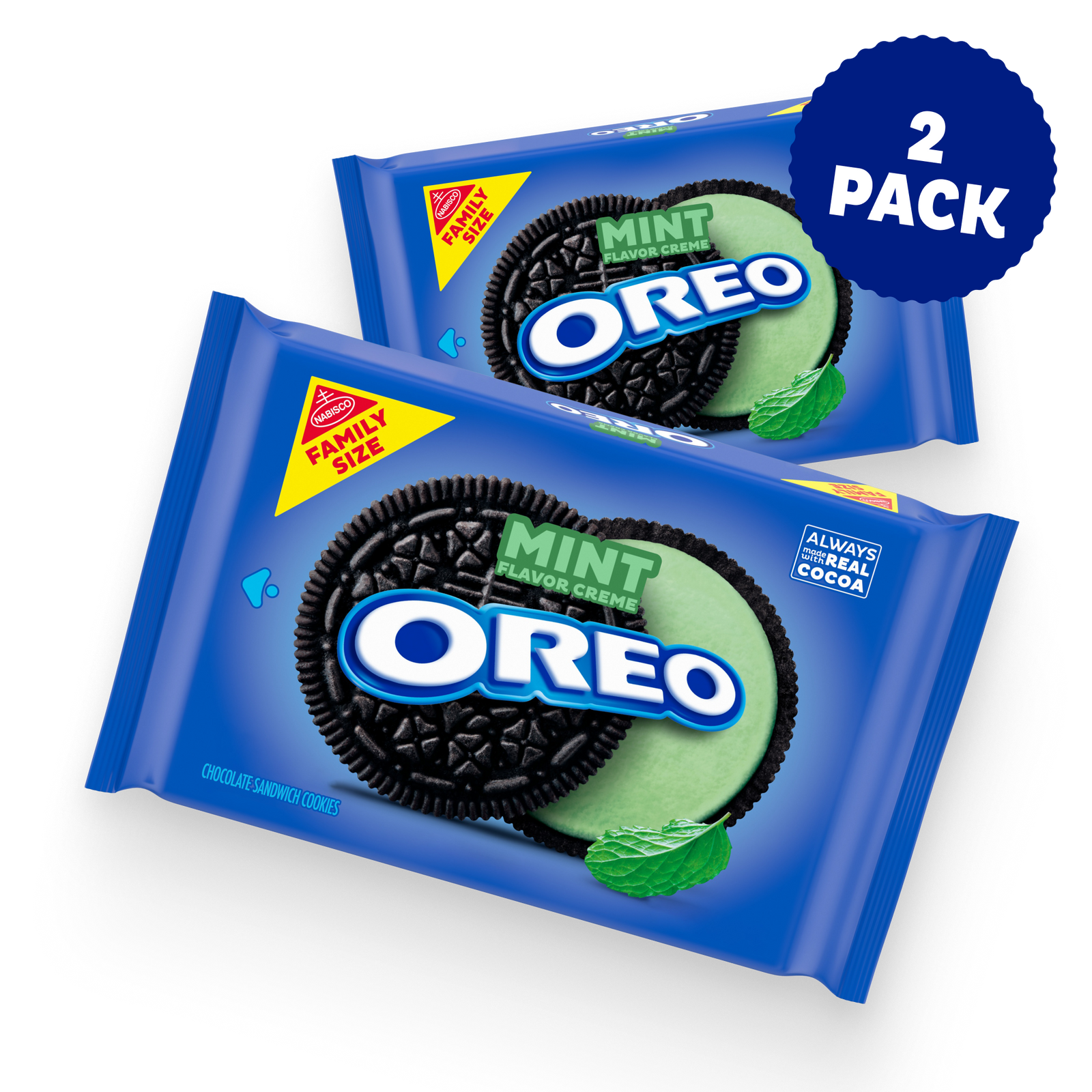 Mint Creme Chocolate Sandwich Cookies, Family Size, 2 Pack P0