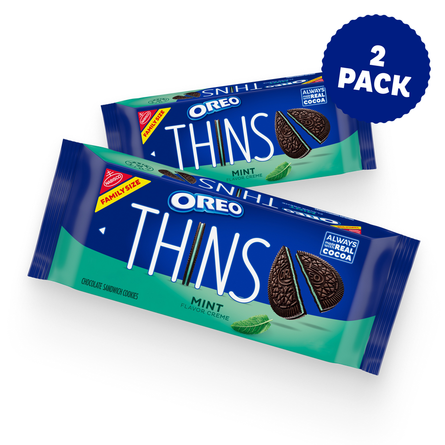 Thins Mint Creme Chocolate Sandwich Cookies, Family Size, 2 Pack R9
