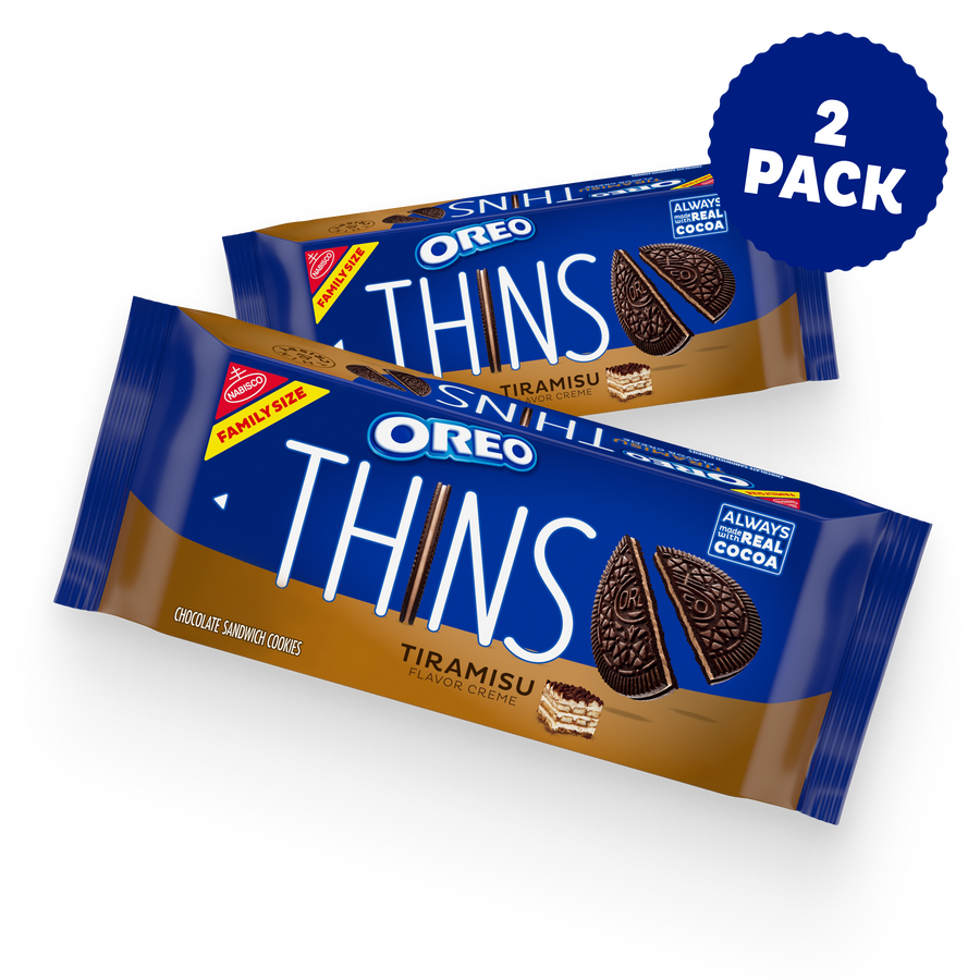 Thins Tiramisu Creme Chocolate Sandwich Cookies, Family Size, 2 Pack M2