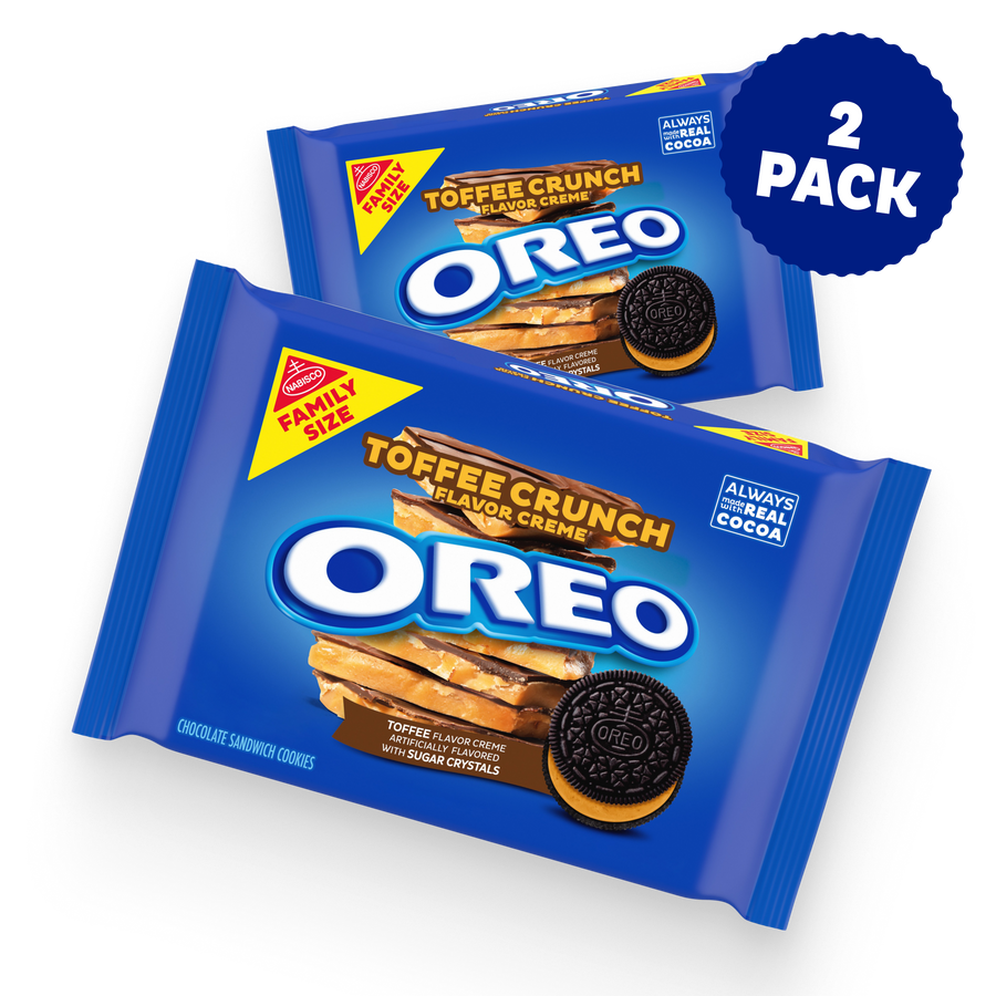 Toffee Crunch Creme With Sugar Crystals Chocolate Sandwich Cookies, Family Size, 2 Pack P2