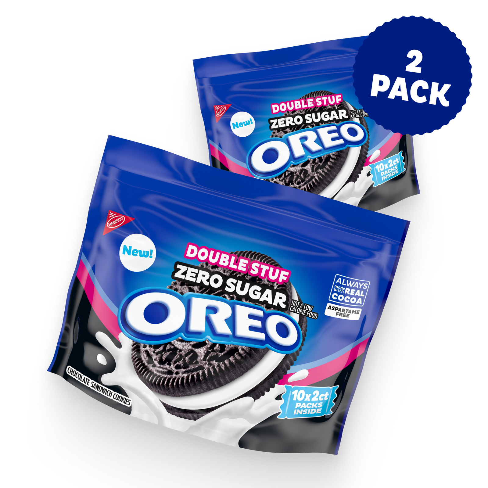Zero Sugar Double Stuf Chocolate Sandwich Cookies, Snack Packs, 2 Pack N1