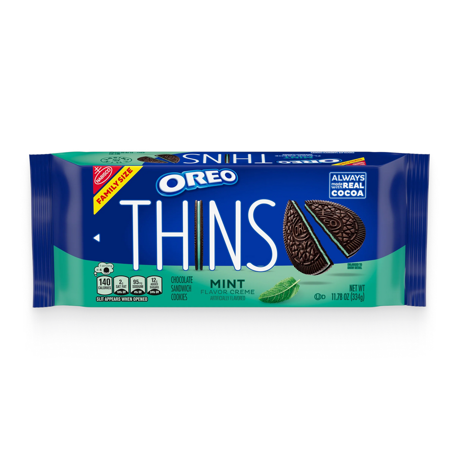 Thins Mint Creme Chocolate Sandwich Cookies, Family Size M8