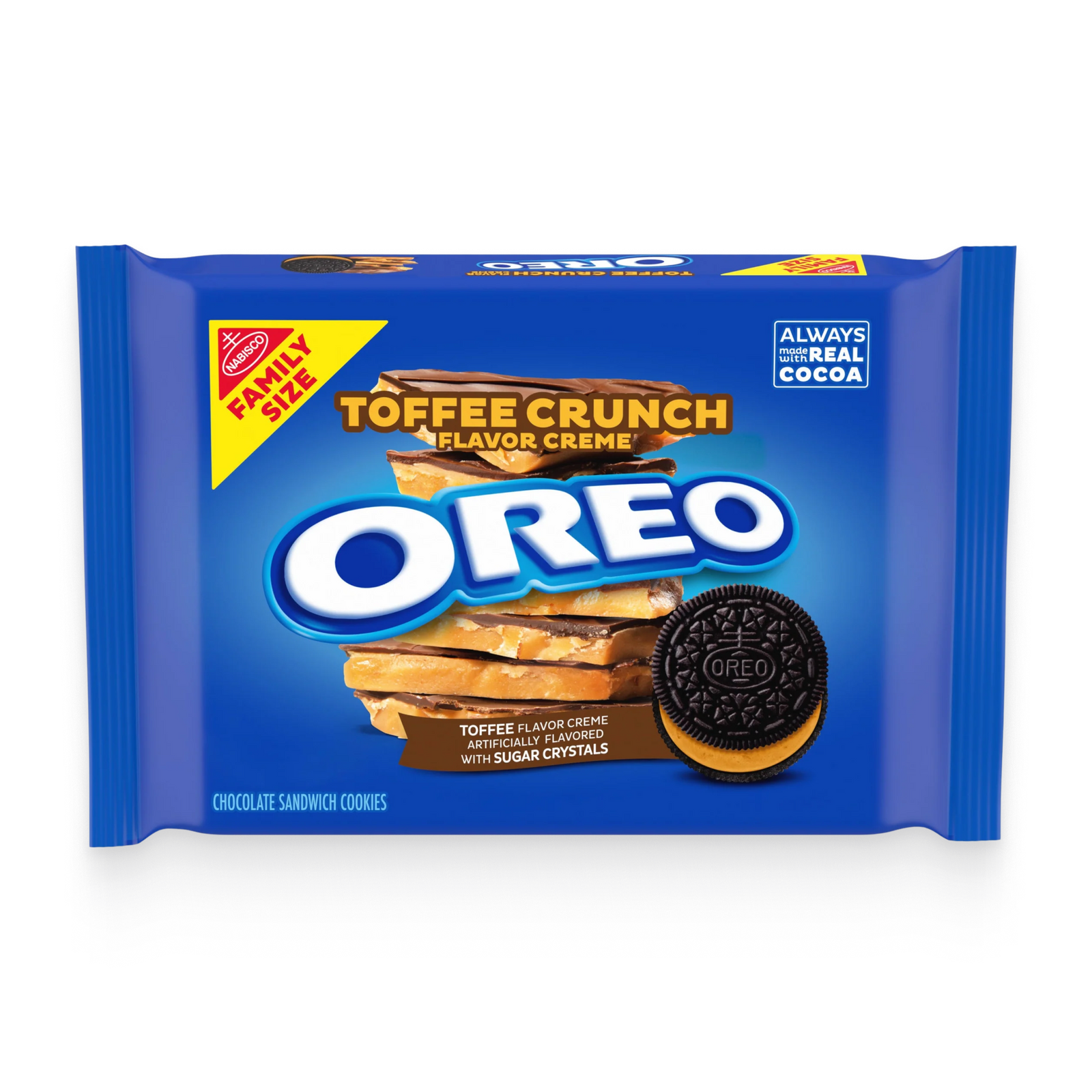Toffee Crunch Creme With Sugar Crystals Chocolate Sandwich Cookies, Family Size Q1